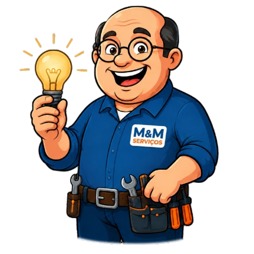 Mascote M&M Serviços — profissional de manutenção residencial